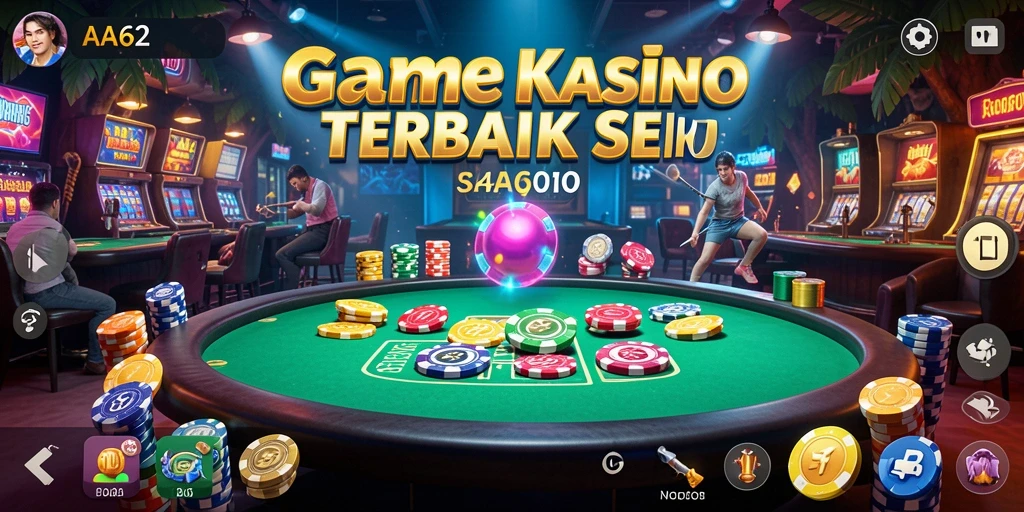 Screenshot utama AA62 menampilkan gameplay menarik dari berbagai permainan Kasino.