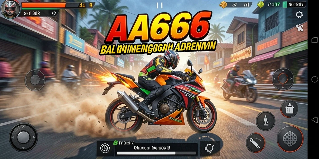 Tampilan seru dari gameplay balapan motor di AA666.