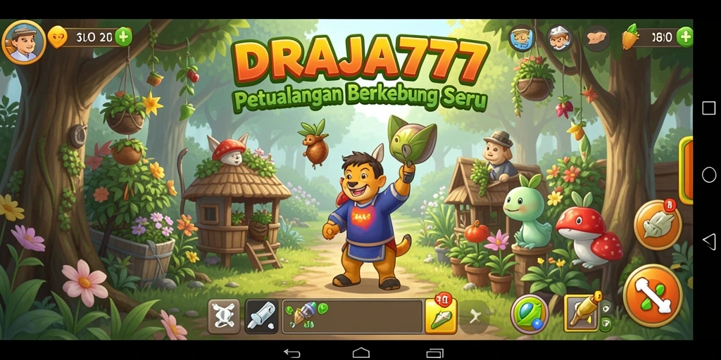 Screenshot gameplay DRAJA777 menampilkan kebun yang indah dan beragam tanaman.