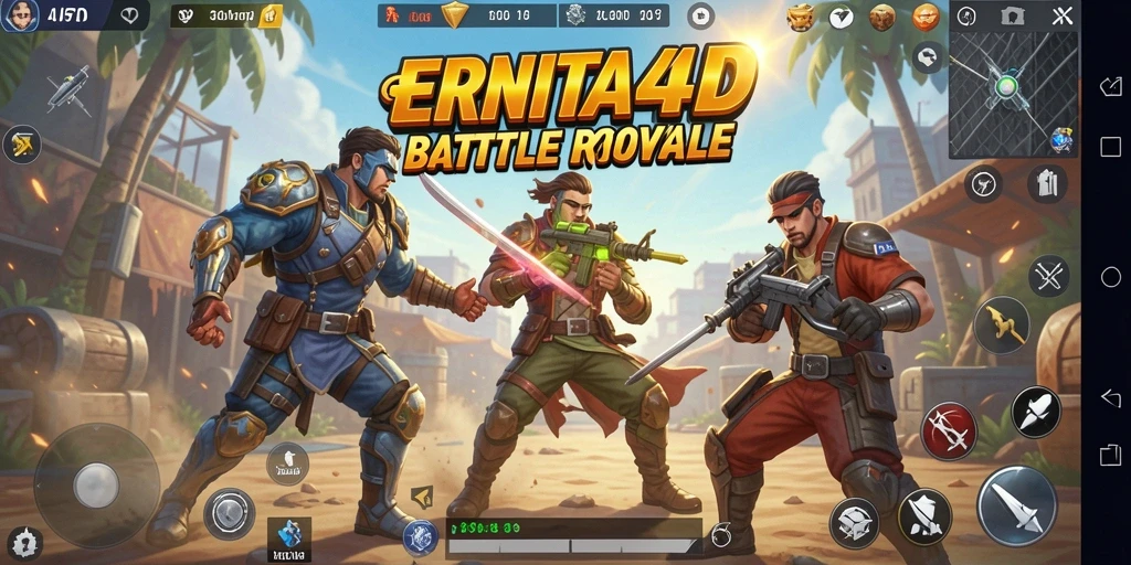 Gameplay mendebarkan di dunia Battle Royale ERNITA4D.