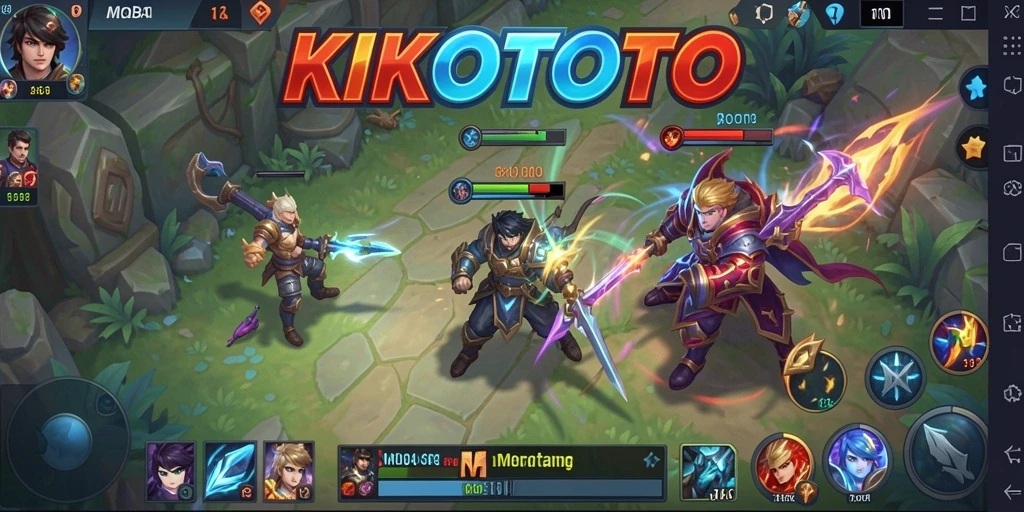 Tangkapan layar menampilkan aksi seru dalam permainan MOBA KIKOTOTO.