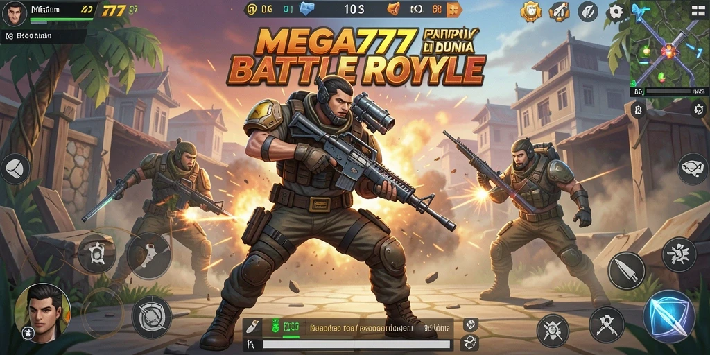 Tampilan gameplay seru dengan aksi Battle Royale di MEGA777.