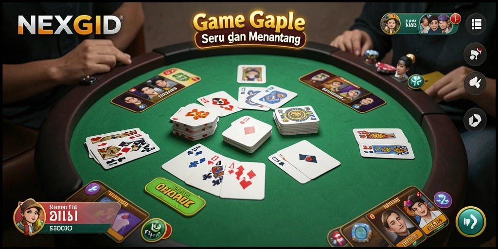 Tampilan screenshot NEXGID menampilkan gameplay seru Gaple.