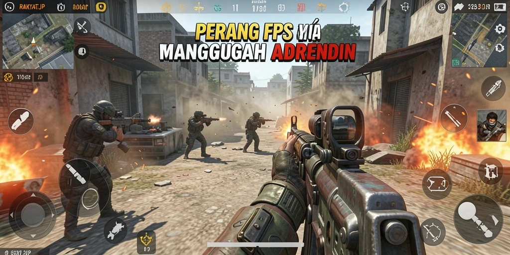 Screenshot gameplay RAKYATJP dengan aksi menembak yang mendebarkan.