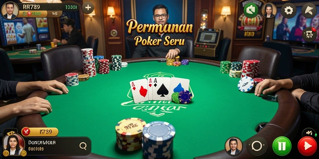 Tampilan gameplay poker yang seru dan kompetitif di RR789.