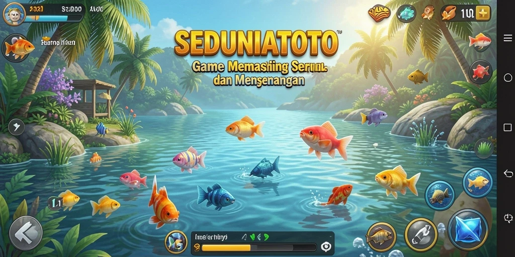Screenshot gameplay SEDUNIATOTO menampilkan aksi memancing yang seru.
