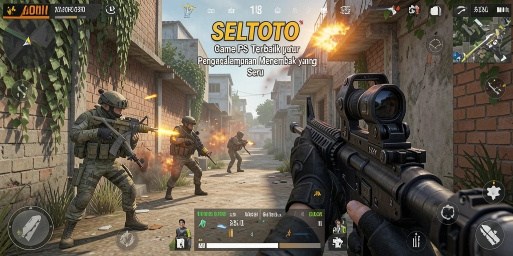 Screenshot gameplay SELTOTO yang menunjukkan aksi seru dalam pertempuran FPS.