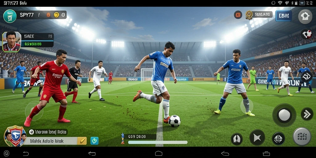 Tampilan gameplay <strong>SPY77</strong> yang menegangkan dengan aksi skill sepak bola.
