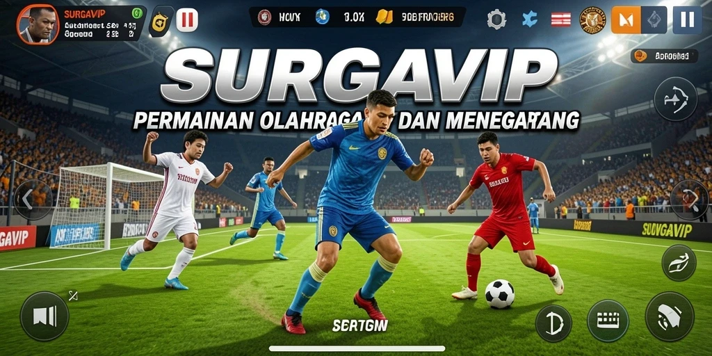 Tangkapan layar utama SURGAVIP yang menampilkan pertarungan olahraga yang intens.