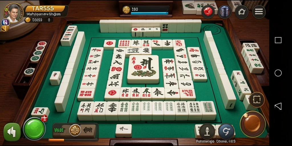 Tampilan antarmuka bermain Mahjong yang menarik dan interaktif.