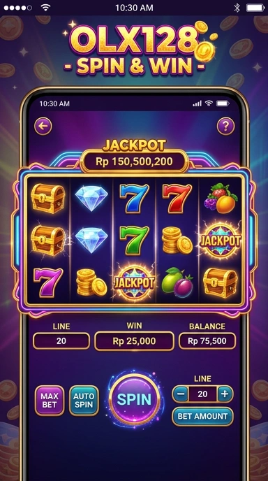 Layar aplikasi olx128 yang menampilkan berbagai kategori aplikasi.